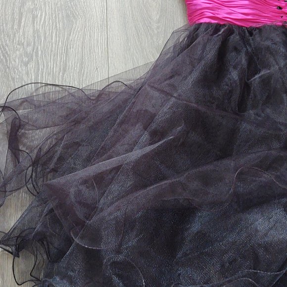 Final Chance Sale Sherri Hill Beaded Strapless Black Fuchia Tulle Dress - Picture 7 of 15